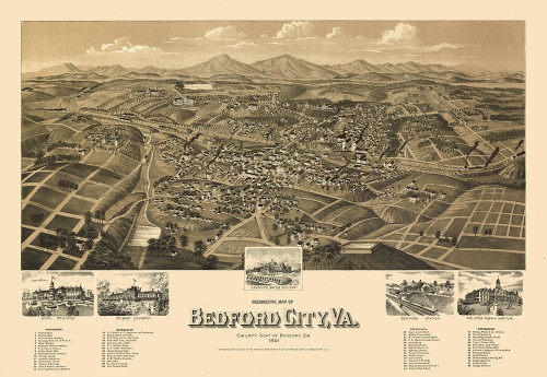 Bedford Virginia - Perry 1891 Poster Print by Perry Perry # VABE0002