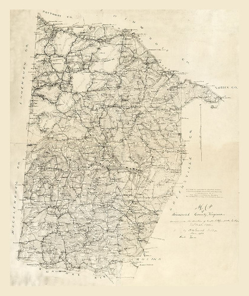 Brunswick County Virginia - Graves 1864  Poster Print by Graves Graves # VABR0001