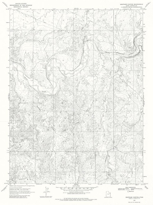 Southam Canyon Utah Quad - USGS 1968 Poster Print by USGS USGS # UTSC0001