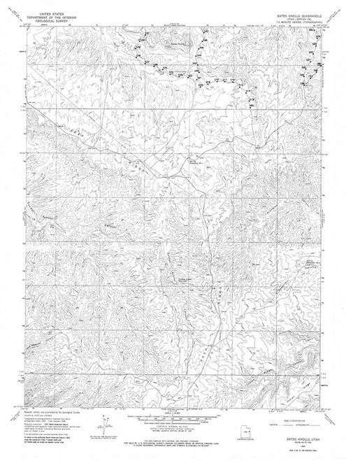 Bates Knolls Utah Quad - USGS 1966 Poster Print by USGS USGS # UTBK0001