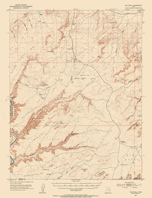 Knoll Utah Quad - USGS 1954 Poster Print by USGS USGS # UTKN0001