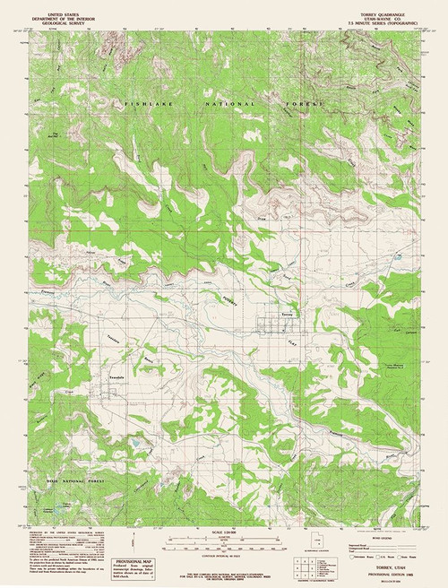 Torrey Utah Quad - USGS 1985 Poster Print by USGS USGS # UTTO0001