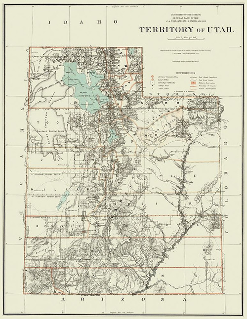 Utah Territory - Dept of Interior 1879 Poster Print by DOI DOI # UTZZ0003