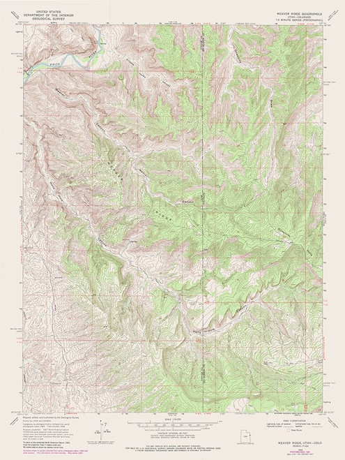 Weaver Ridge Utah Quad - USGS 1968 Poster Print by USGS USGS # UTWR0001