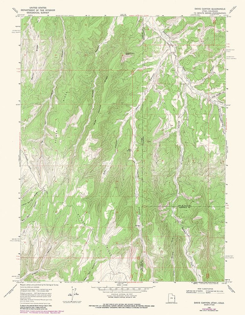 Davis Canyon Utah Quad - USGS 1966 Poster Print by USGS USGS # UTDC0001
