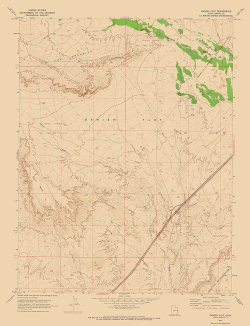 Danish Flat Utah Quad - USGS 1970 Poster Print by USGS USGS # UTDF0001