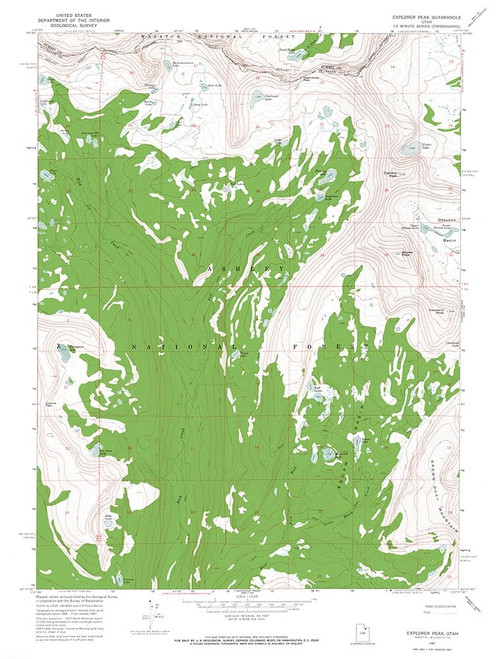 Explorer Peak Utah Quad - USGS 1967 Poster Print by USGS USGS # UTEP0001