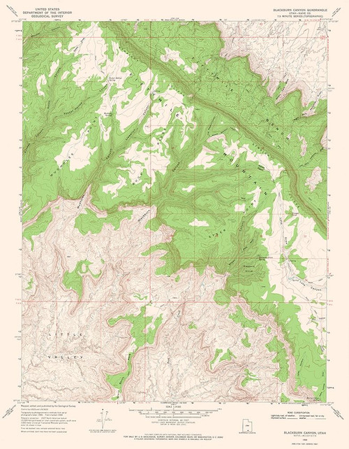 Blackburn Canyon Utah Quad - USGS 1968 Poster Print by USGS USGS # UTBC0004