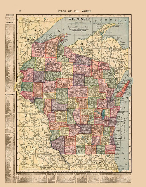 Wisconsin - Hammond 1910 Poster Print by Hammond Hammond # USWI0001