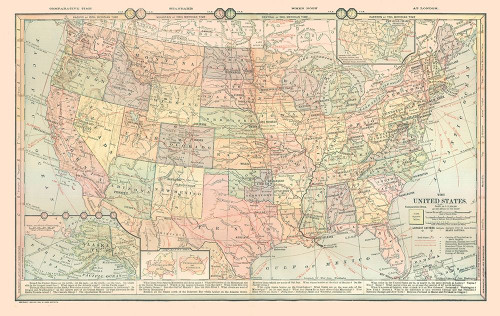 United States - Time Zones - Monteith 1882 Poster Print by Monteith Monteith # USTZ0001