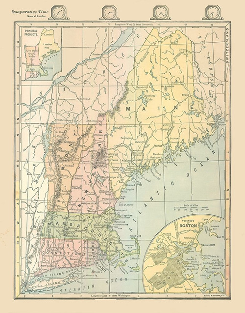 Northeast United States - Monteith 1882 Poster Print by Monteith Monteith # USUS0006