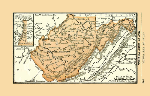 West Virginia - Alden 1886 Poster Print by Alden Alden # USWV0002