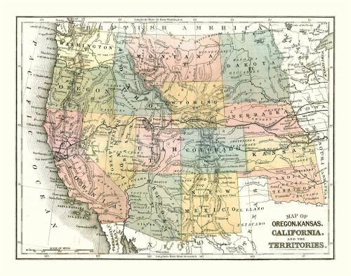 West United States - Mitchell 1869 Poster Print by Mitchell Mitchell # USWT0001