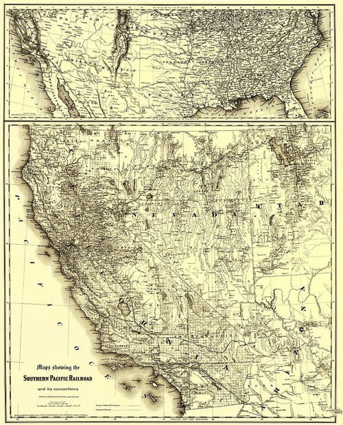 Southern Pacific Railroad with Connections 1875 Poster Print by Colton Colton # USZZ0016