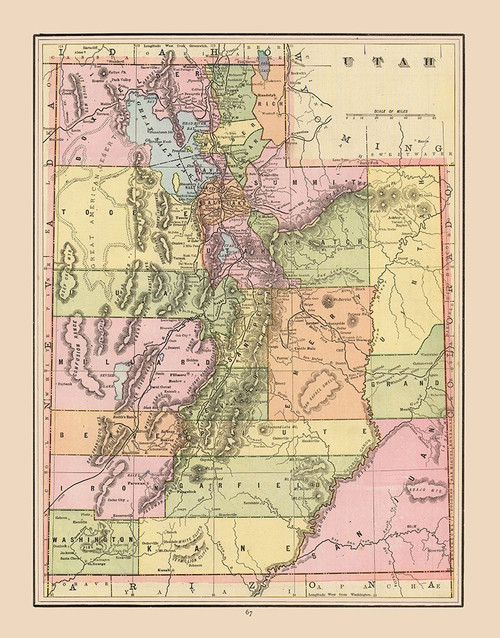 Utah - Cram 1892 Poster Print by Cram Cram # USUT0005