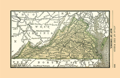 Virginia - Alden 1886 Poster Print by Alden Alden # USVA0001