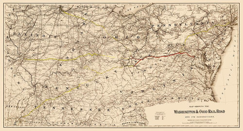 Washington and Ohio Railroad - Colton 1870 Poster Print by Colton Colton # USWA0001