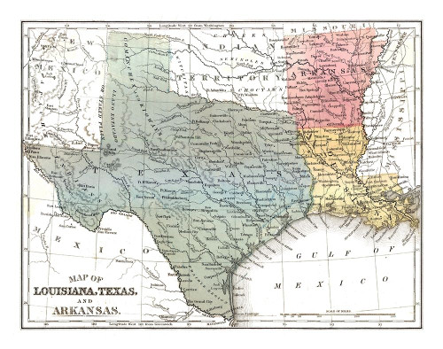 Louisiana, Texas, Arkansas - Mitchell 1869 Poster Print by Mitchell Mitchell # USTX0003
