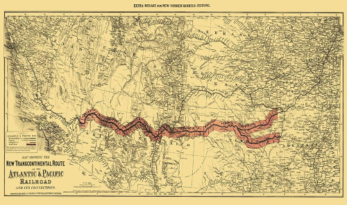 Atlantic and Pacific Railroad and Connections 1883 Poster Print by Colton Colton # USRW0005