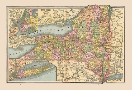 New York, United States - Cram 1888 Poster Print by Cram Cram # USNE0035