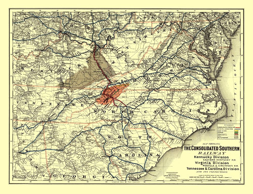 Norfolk and Cincinnati Railroad - Colton 1883 Poster Print by Colton Colton # USSE0004