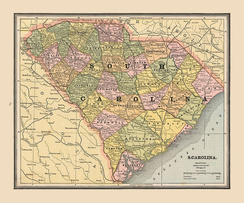 South Carolina, United States - Cram 1888 Poster Print by Cram Cram # USSC0001