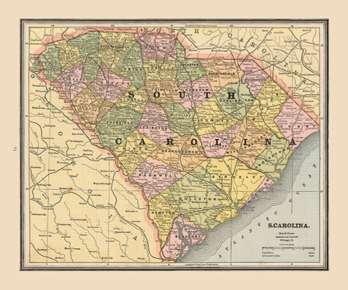 South Carolina, United States - Cram 1888 Poster Print by Cram Cram # USSC0001