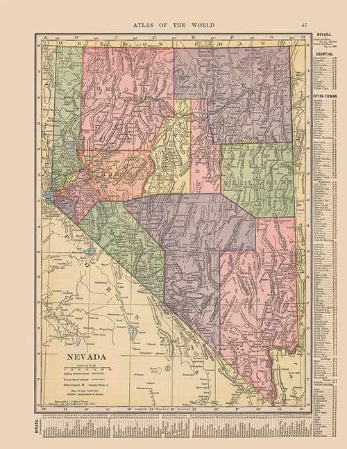 Nevada - Hammond 1910 Poster Print by Hammond Hammond # USNE0039
