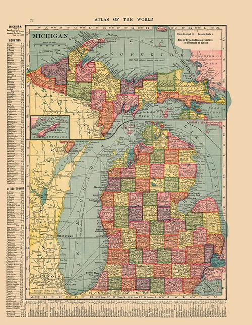 Michigan - Hammond 1910 Poster Print by Hammond Hammond # USMI0012