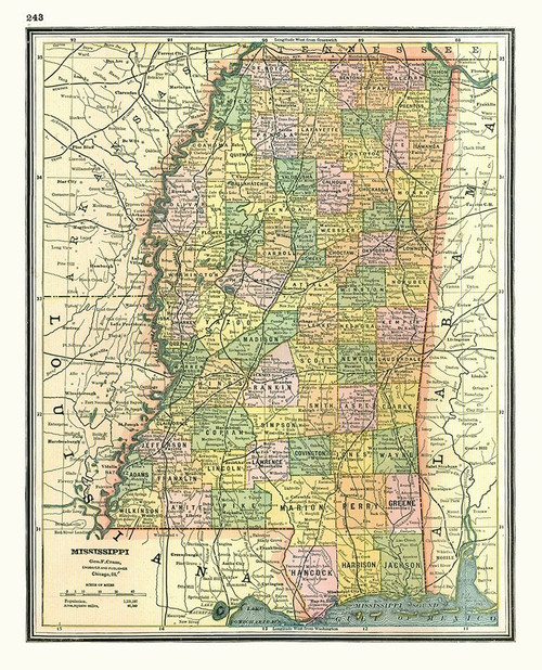 Mississippi - Johnson 1888 Poster Print by Johnson Johnson # USMI0016