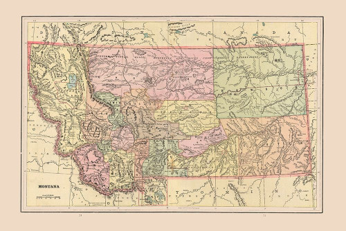 Montana - Cram 1892 Poster Print by Cram Cram # USMO0005