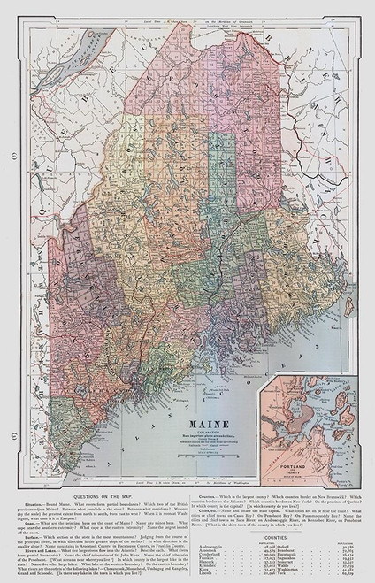 Maine - United States - Monteith 1882 Poster Print by Monteith Monteith # USMA0008