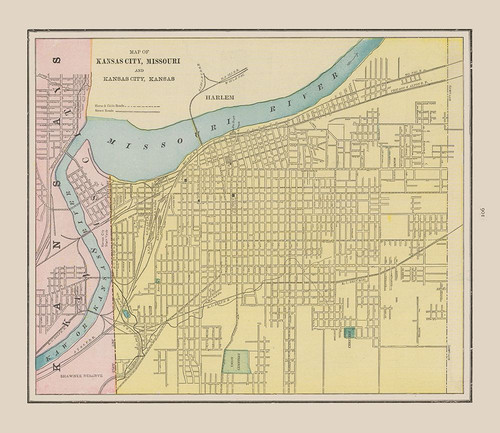 Kansas City  Missouri - Cram 1892 Poster Print by Cram Cram # USKC0001