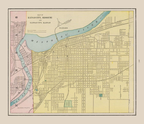 Kansas City  Missouri - Cram 1892 Poster Print by Cram Cram # USKC0001