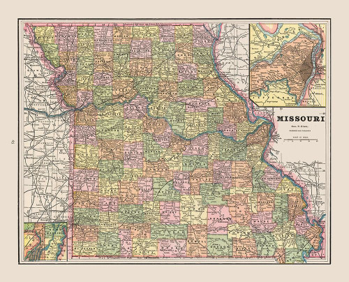 Missouri - Cram 1892 Poster Print by Cram Cram # USMI0025