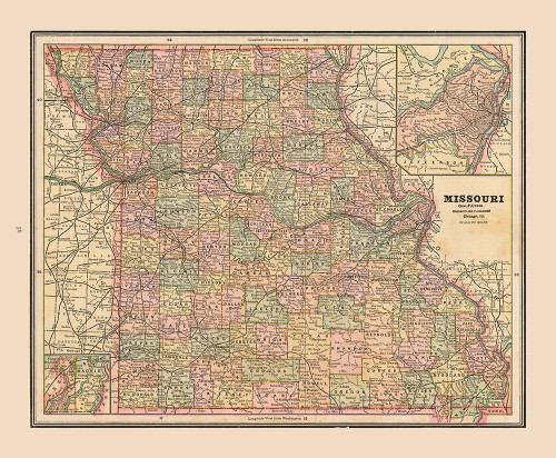 Missouri - Cram 1888 Poster Print by Cram Cram # USMI0008