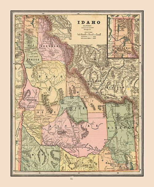 Idaho, United States - Cram 1888 Poster Print by Cram Cram # USID0002