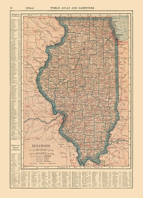 Illinois - Reynold 1921 Poster Print by Reynold Reynold # USIL0004