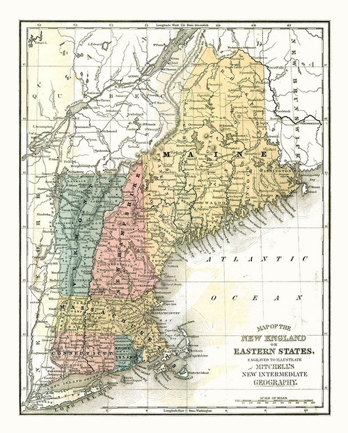 Eastern States - Mitchell 1869 Poster Print by Mitchell Mitchell # USES0002