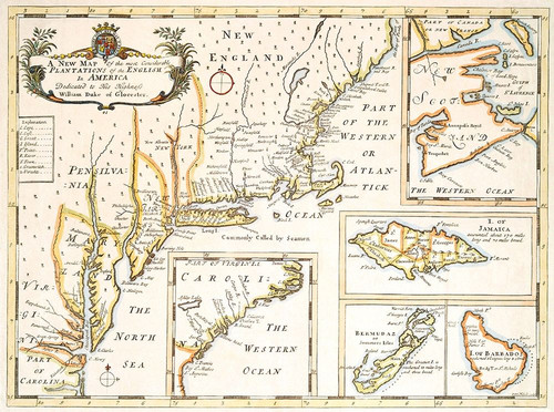Plantations of the English in America 1700 Poster Print by Unknown Unknown # USEC0011