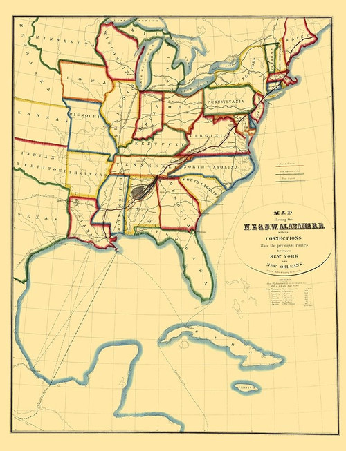 NE and SW Alabama Railroad - Hoyer 1850 Poster Print by Hoyer Hoyer # USEA0018