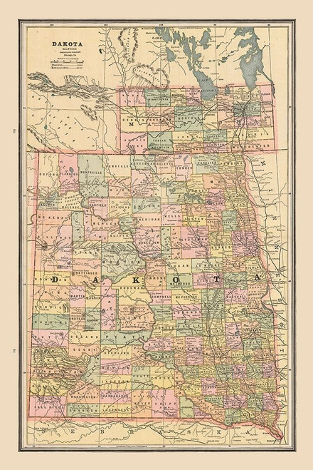 Dakota, United States - Cram 1888 Poster Print by Cram Cram # USDA0001