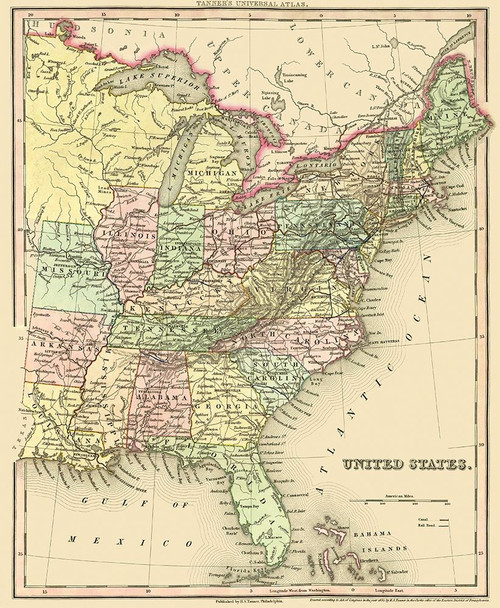 United States Eastern - Tanner 1835 Poster Print by Tanner Tanner # USEC0002