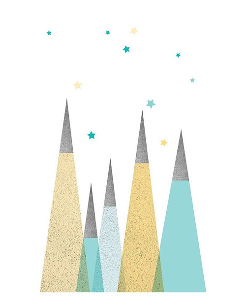 Teal Yellow Mountains 3 Poster Print by Urban Epiphany Urban Epiphany # UERC139C