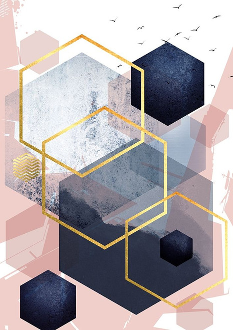 Navy Blush Geo 1 Poster Print by Urban Epiphany Urban Epiphany # UERC105A