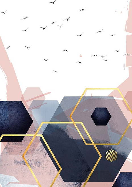 Navy Blush Geo 2 Poster Print by Urban Epiphany Urban Epiphany # UERC105B