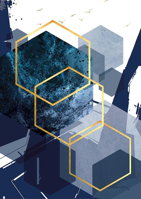 Hexagon Landscape Gold 1 Poster Print by Urban Epiphany Urban Epiphany # UERC106A