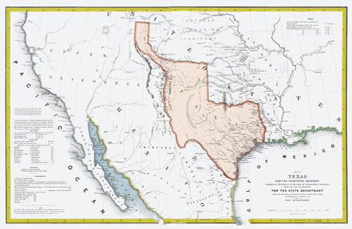 Texas Republic and adjacent Countries 1844 Poster Print by US War Dept US War Dept # TXZZ0062 Texas Republic and adjacent Countries 1844 Poster Print by US War Dept US War Dept # TXZZ0062