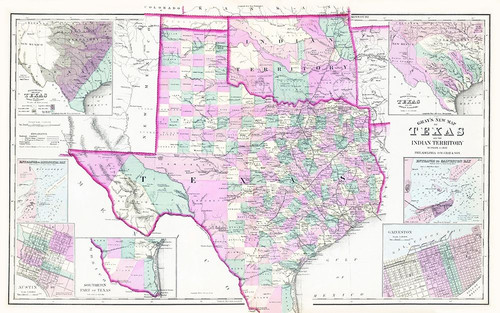 Texas and Oklahoma Indian Territory - Gray 1876 Poster Print by Gray Gray # TXZZ0051