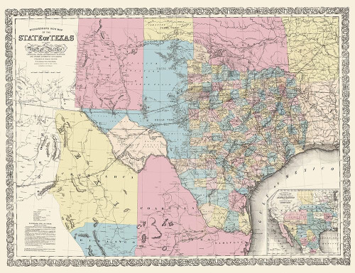 Texas and Part of Mexico - Desilver 1861 Poster Print by Desilver Desilver # TXZZ0079